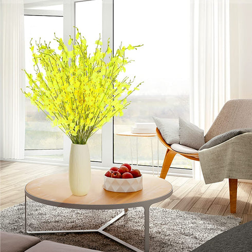 ProYankiot Orchids Artificial Silk Flowers 12 pcs 37? Fake Faux Dancing Lady Orchids Stem Flower for Home Decor Indoor Party Office Festival Decoration Yellow