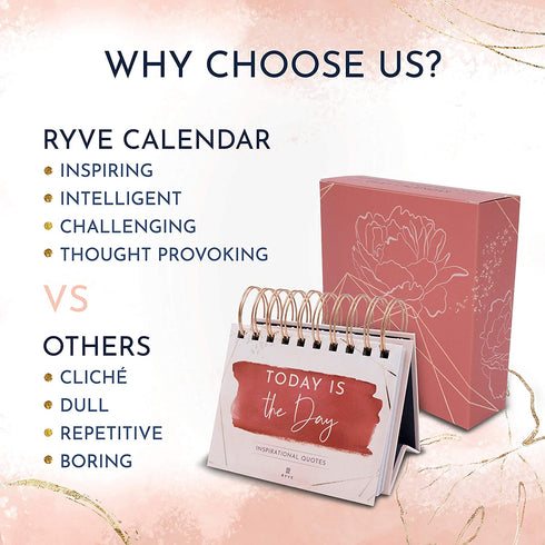 RYVE Motivational Calendar - Daily Flip Calendar with Inspirational Quotes - Inspirational Desk Decor for Women, Office Decor for Women, Motivational Gifts for Women, Inspirational Gifts for Women