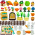 Happy Birthday Cake Toppers Cute Rabbit Figure Characters Toy Cupcake Toppers for Kids Cake Topper Decorations Playset Toy