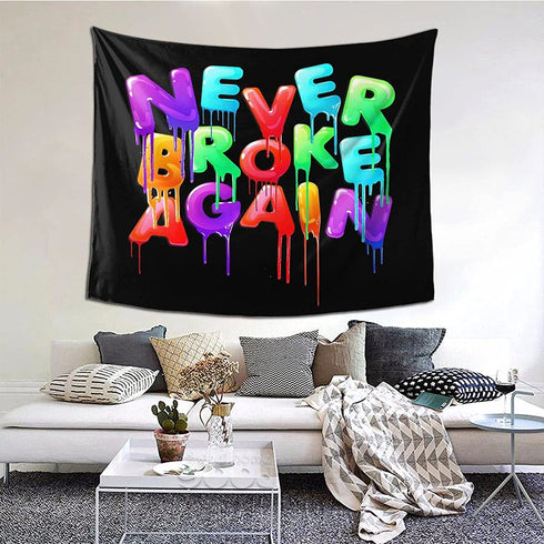 Candy Sky Tapestries-Never Broke Again Bedroom Teen Girls Cute Small Dorm College Tapestry Indie Room Wall Decor Aesthetic 60*51inch