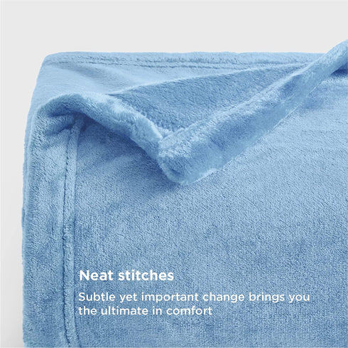 Bedsure Fleece Blanket Twin Blanket Washed Blue - 300GSM Soft Lightweight Plush Cozy Twin Blankets for Bed, Sofa, Couch, Travel, Camping, 60x80 inches