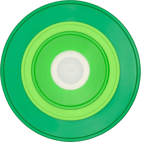 OXO Good Grips 3 Piece Reusable Silicone Lid and Splatter Guard Set, Green, (S, M, & L - 3 Piece Set)