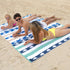 cabanana Plush Oversized Beach Towel - Cotton Fluffy 35 x 70 Inch Quarry Blue Jacquard Turtle Striped Pool Towel, Large Summer Swim Cabana Towel