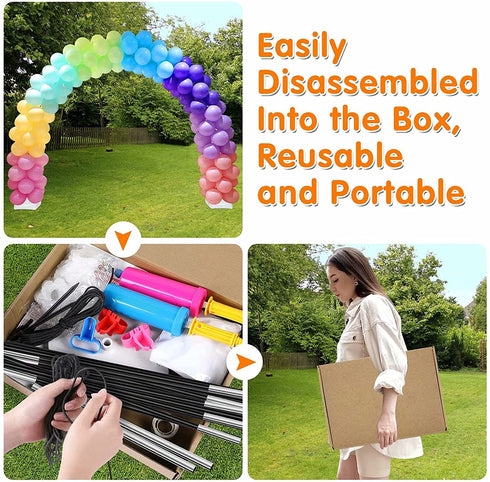 Balloon Arch Kit with Base Adjustable Balloon Arch Stand Kit for Outdoors, 60Pcs Balloon Clips, Pump, 9Ft Tall Balloon Arch Holder for Birthday Wedding Baby Shower Party Decorations