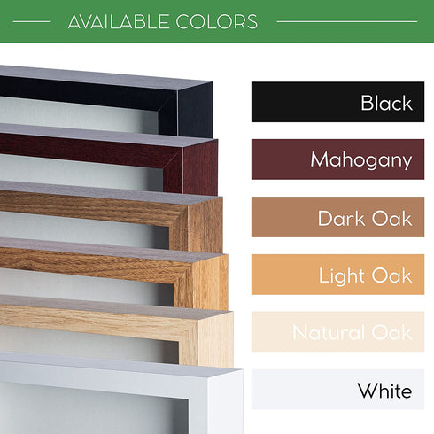FrameWorks 8.5 x 11 Black Wooden Shadow Box Frame Soft Felt Back, Tempered Glass, and Included Elegant White Ball Push Pins