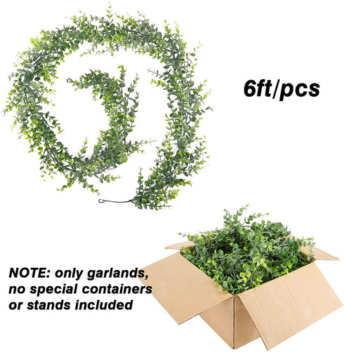 COCOBOO 5 Packs 30ft Faux Eucalyptus Garland, Artificial Vines Eucalyptus, Green Greenery Garlands for Wedding Arch Decor Boxwood Backdrop, Table, Outdoor, 6 Feet Each