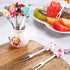 12 Pcs Fruit Picks for Kids 2 Sets Fruit fork Kids Toothpicks for Food Stainless Steel Bento Picks Cute Cartoon Animal Fruit Forks with Silicone Handles and Ceramic Storage Jars for kids (Cute Style)