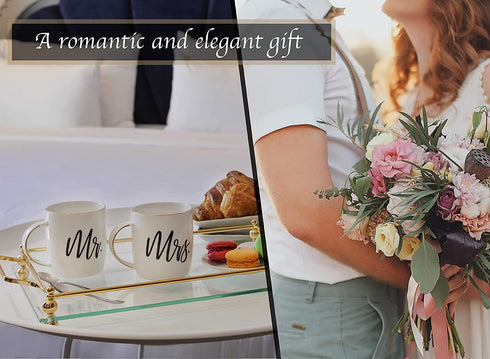 Triple Gifffted Mr and Mrs Coffee Mugs Gifts, For Wedding, Anniversary, Engagement, Present For Couples, Women, Bride Groom, Christmas, Bridal Shower, Valentines, His and Her Set, Couple Mug Gift