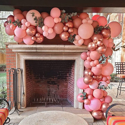 Soonlyn Pink Balloon Garland Arch 140 Pcs Rose Gold Balloon Garland Kit Double Stuffed Mauve Dusty Rose Balloon for Bridal Shower Baby Shower Birthday Party