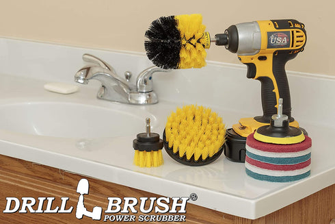 Drillbrush Power Scrubber Brush Set - Drill Brush Attachment - Grout Brush Drill Attachment - Drill Scrubber Attachment - Bathroom Cleaner Scrub Brush - Toilet Brush Cleaning Supplies - Grout Cleaner