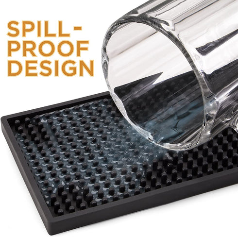 Rubber Bar Top Spill Mat (1) - 24" x 4" Heavy Duty Non-Slip Professional Bartender Accessories - Essential Business Supplies for Cocktail Drink Mixing, Industrial & Home Kitchen