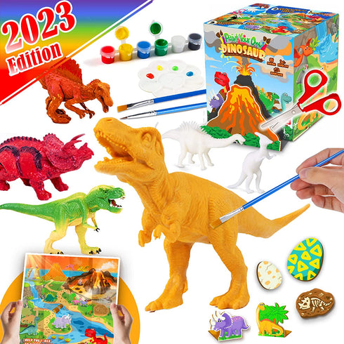 FUNZBO Kids Crafts and Arts Set Painting Kit - Dinosaurs Toys Art and Craft Supplies Party Favors for Boys Girls Age 4 5 6 7 Years Old Kid Child Creativity DIY Gift Set