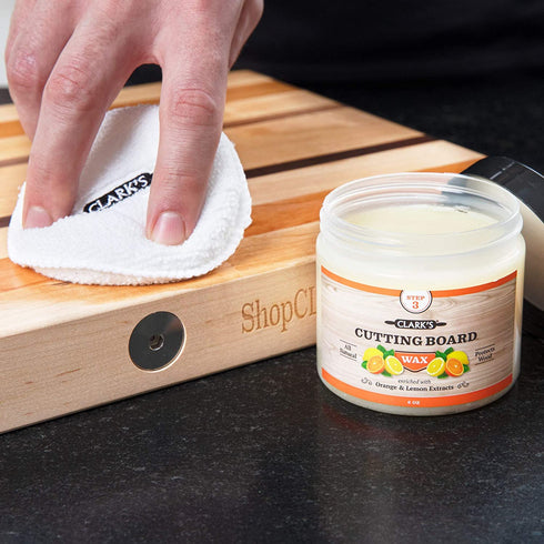 CLARK'S Cutting Board Finish Wax, Enriched with Lemon & Orange Oils ,Made with Natural Beeswax and Carnauba Wax,Butcher Block Wax, (6 ounces)