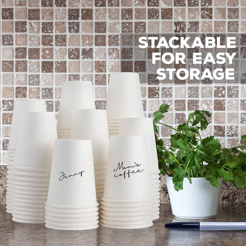 12 Oz. Disposable Paper Coffee Cups, 100-Pack Premium Cafe Coffee Cups - Grab 'n Go Hot Cups, Travel Cup for Home, Office, Cafe, Restaurant (100 Cups ONLY)