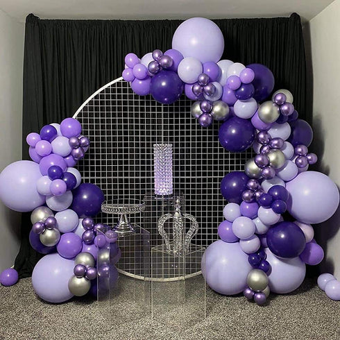 Macaron Purple Balloon Arch Garland Kit-Macaron Purple Balloon Metallic Purple Balloon Silver Balloon 133Pcs for Birthday,Gender Reveal,Baby Shower,Wedding,Engagement,Christmas and Bachelor Party Decoration.
