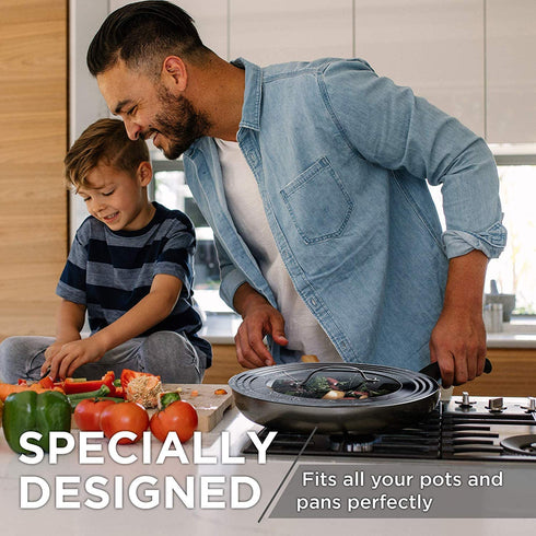 Stainless Steel Universal Lid for Pots, Pans and Skillets - Fits 7 In to 12 In Pots and Pans - Replacement Frying Pan Cover and Cast Iron Skillet Lid