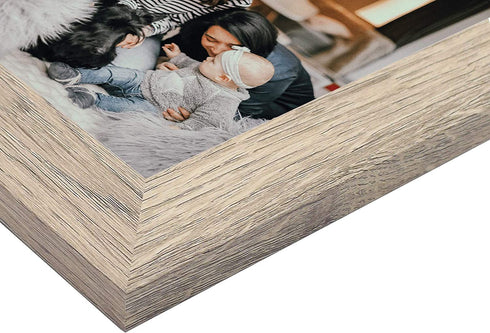 Golden State Art, 5x7 Picture Frame - Wide Molding - Wood Grain Style - Easel for Tabletop Display, Back Hangers for Wall Display - Great for Baby Pictures, Weddings, Portraits (2 Pack, Beige)