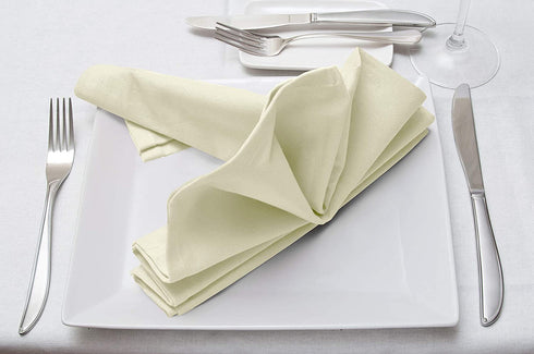 Utopia Kitchen Cloth Napkins 18 by 18 Inches, 12 Pack Ivory Dinner Napkins, Cotton Blend Soft Durable Napkins
