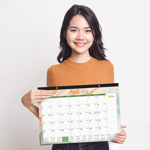 2022 Desk Calendar - Desk Calendar 2022, Monthly Calendar 2022, 17" x 12" Calendar 2022 January 2022 - December 2022, 2022 Calendar Desk with Large Ruled Blocks, Colorful Marble