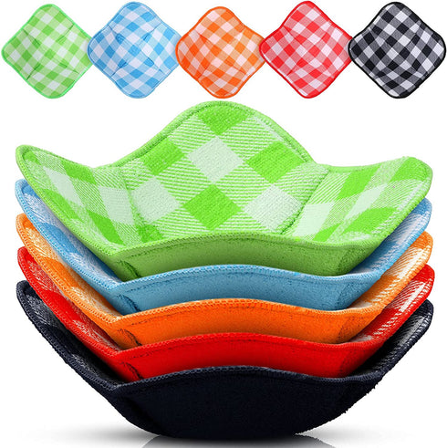 Hot Bowl Holder Microwave Safe Holder Multipurpose Hot Heat Proof Plate Holder to Prevent Hand from Heat and Maintain Food Warm for Heat Soup Food Meal (Red, Blue, Green, Yellow, Black,5 Pieces)
