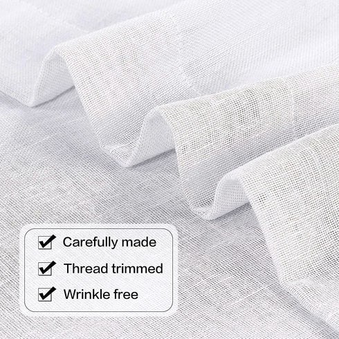 Linen Blended Curtains Semi Sheer Curtains 63 Inches Long Light Filtering Nickel Grommet Window Treatment Panels Privacy Added Drapes for Bedroom/ Living Room, Set of 2, White