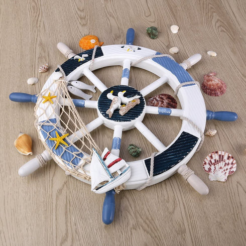 WINOMO 18-Inch Wheel Wall Decor Nautical Decor Nautical Boat Steering Wheel