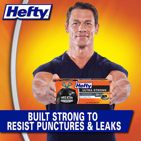 Hefty Ultra Strong Multipurpose Large Trash Bags, Black, Unscented, 30 Gallon, 25 Count