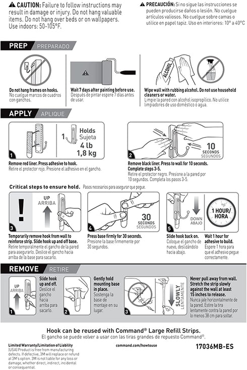 Command Large Double Wall Hook, Matte Black, Decorate Damage-Free