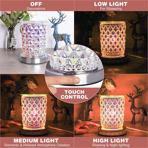 Tensun Electric Wax Warmer - Crystal Wax Warmer for Scented Wax, 3D Touch Candle Wax Melt Burner Fragrance Wax Diffuser Oil Burner with Dimmable for SPA Home Decor Office Bedroom, Best Gift