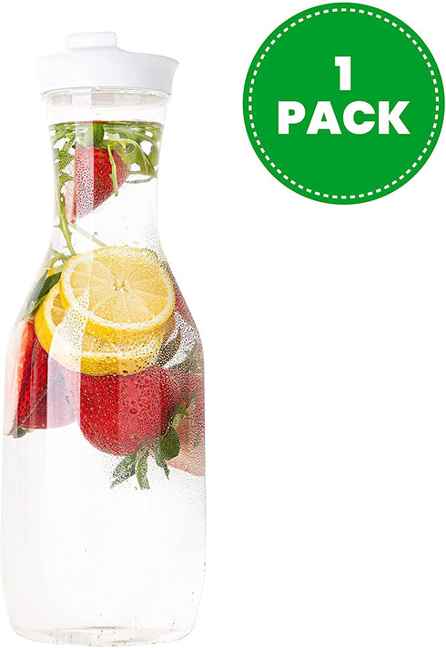 Plasticpro Clear Plastic Premium Water or Beverage Pitchers Heavy Duty Beverage Containers with Lids for Restuarants, Party's, or Schools 50 ounce