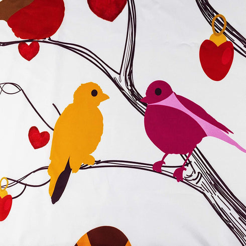 HVEST Spring Gnome Shower Curtain Cute Gnomes Under Red Loving Heart Tree Colorful Birds Cardinals Shower Curtain Summer Fall Funny Bathroom Decor Waterproof Durable with 10 Hooks 69X70Inches