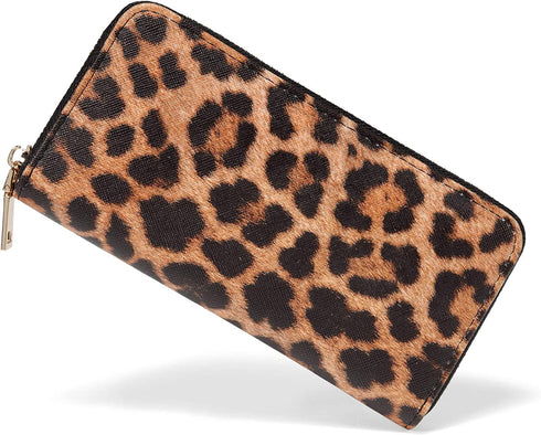 VISATER Leopard Print Wallets for Women Ladies Long Cheetah Animal Zipper Purse Card Case