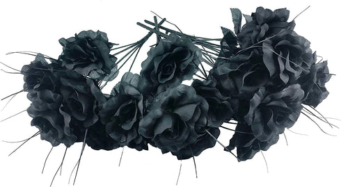 6 Artificial Black Roses Bouquets, 42 Black Roses (One Pack with 6 bouqets)