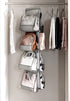 Zober Hanging Purse Organizer For Closet Clear Handbag Organizer For Purses, Handbags Etc. 8 Easy Access Clear Vinyl Pockets With 360 Degree Swivel Hook, Gray, 48? L x 13.8? W