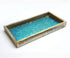 nu steel Luxury Aqua Marine Mirror Mosaic & Wood Tray for Bathrooms, Countertops, Jewelry, Perfume, Storage