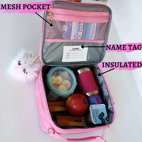 Lunch Box Insulated - Easy to Clean and Safe to Use Kids Lunch Bag for Girls Glitter Rainbow Thermal Soft Perfect for Packing Hot or Cold Snacks for School and Travel