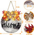 TURNMEON 10 LED Lighted Fall Welcome Sign Wreath for Front Door,Maple Leaves Wooden Hanging Sign Battery Operated Autumn Harvest Thanksgiving Fall Decoration Wall Porch Indoor Outdoor Home(Warm White)