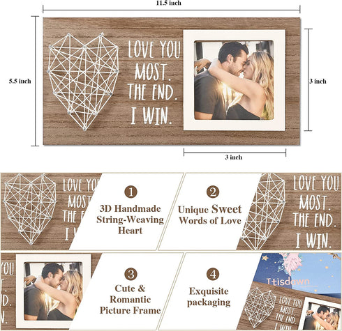 Gifts for Boyfriend Girlfriend Him Her, Valentines Day Gifts, Romantic Couple Anniversary Picture Frame 3x3 Inches Photo, Engagement Birthday Presents Gift Idea for Husband Wife Men Women