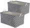 DII Laundry Storage Collection PE Coated Collapsible Cotton/Polyester Bin w/Handles, Large Set, 10.5x17.5x10, Gray Lattice, 2 Piece