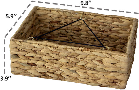 Hand Woven Square Tissue Box Cover Holder | Rustic Wicker Straw Tissue Paper Box Napkin Dispenser Organizer for Kitchen, Bathroom and Office (Water Hyacinth) (Rectangular)