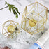Geometric Gold Tealight Holder for Table Decor Large and Small Metal Hexagon Votive Candle Centrepiece for Shelf Decor Set of 2