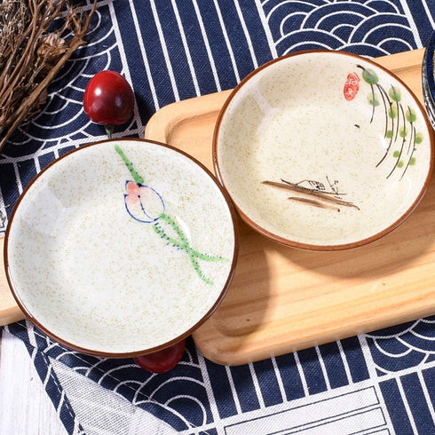 Side Dishes set of 5, Japanese Retro Porcelain Side Dish Bowl Seasoning Dishes Soy Dipping Sauce Dishes