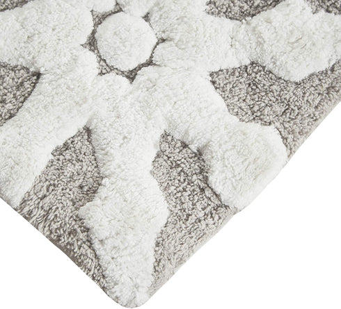 Madison Park Casablanca 100% Cotton Tufted Bathroom Rugs Luxurious Plush Medallion Floral Pattern Bath Mat Absorbent, Quick Dry, Spa Design Shower Room D©cor, Rectangle 20" x 30", Taupe