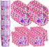 Girl Pixel Mining Birthday Party Supplies Set Plates Napkins Cups Tableware Kit for 16