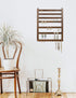 Mymazn Easy Assemble Solid Walnut Wood Earring Wall Holder Hanging Jewelry Organizer Necklace Holder Earring Hanger Wall Mount Jewelry Organizer for Necklaces Rings Scruncies Organization