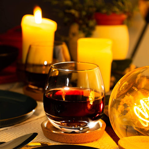 MOFADO Crystal Stemless Wine Glasses - Classic Elegance - 15oz (Set of 4) - Hand Blown Crystal in a Luxury Gift Box - For Red and White Wine - Beautiful Gift for Any Occasion