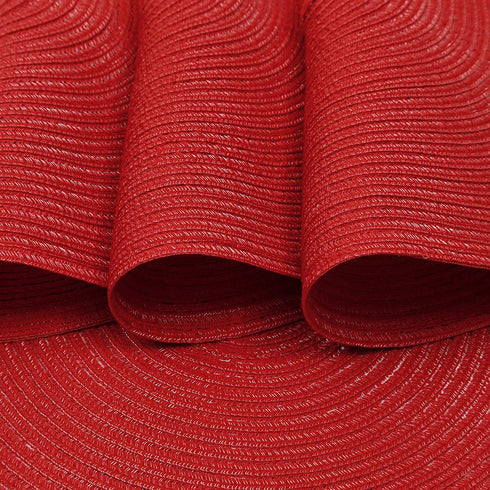 SHACOS Round Placemats Set of 6 Woven Braided 15 inch Circle Placemat for Dining Tables Kitchen Table Mats Washable (Red, 6)