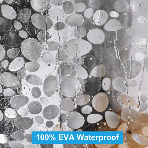 UFRIDAY Extra Long Shower Curtain Liner 72x86 Inch?EVA Plastic Waterproof Shower Curtain with 5 Magnets,Heavy Duty,Semi Transparent, 3D Cobblestone Bathroom Liner