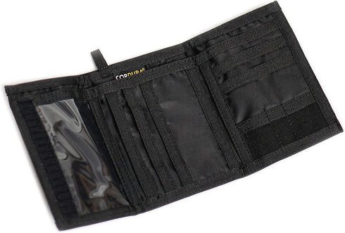 CHAMELEON VELCRO TRIFOLD MENS WALLET- Canvas wallets for men trifold- Best Slim Nylon Velcro Men's wallet - Front pocket wallets for men nylon Perfect style of basic wallet designs Black