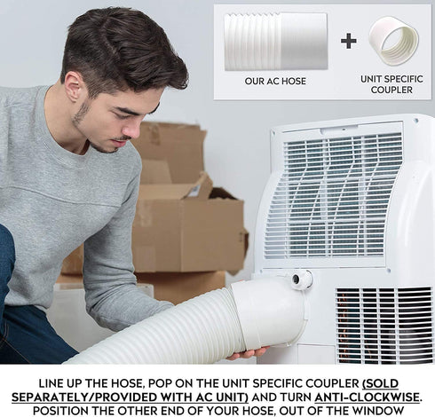 Air Conditioner Hose. Portable Exhaust Hose - YOUHO 5.9" Diameter - 80" Long. Universal Flexible Counter-Clockwise Room Airconditioner AC Vent Replacement Tube